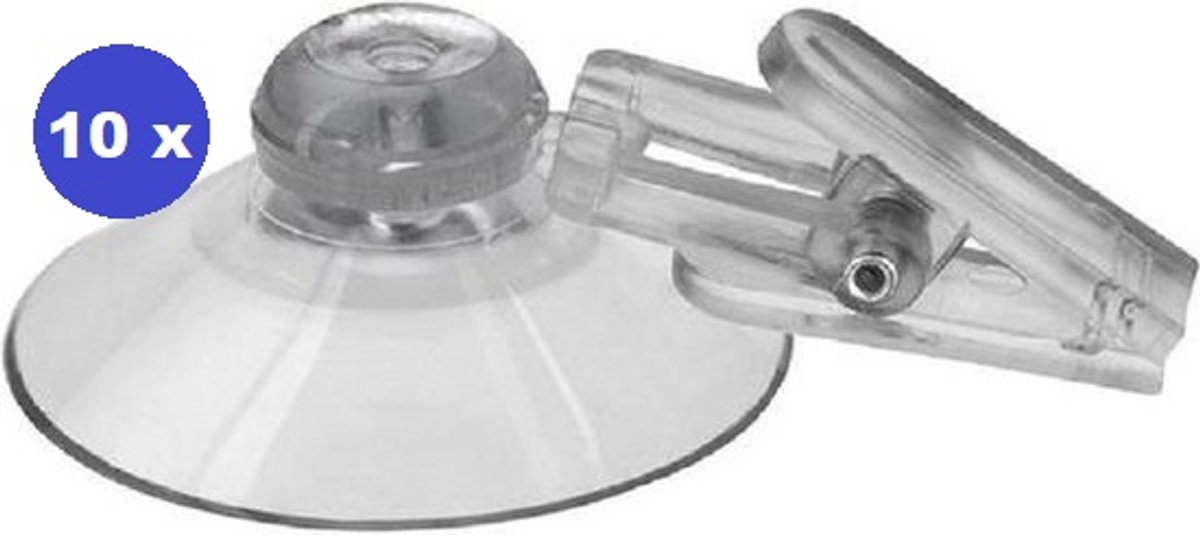 10 x Zuignap 40 mm transparante kunststof klem