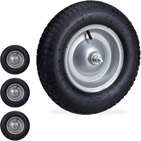 4 x kruiwagenwiel 4.80 4.00-8 - luchtband - met as - stalen velg - tot 200 kg van Merkloos	 — afbeelding 2
