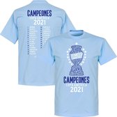 Argentinië Copa America 2021 Winners Selectie T-Shirt - Lichtblauw - Kinderen - 128