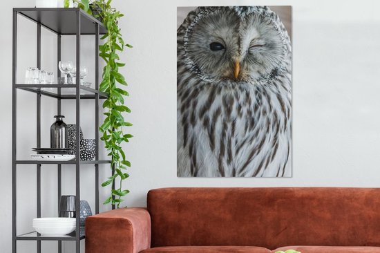 Peintures sur toile Hibou - Ressorts - Portrait - 90x140 cm - Décoration murale