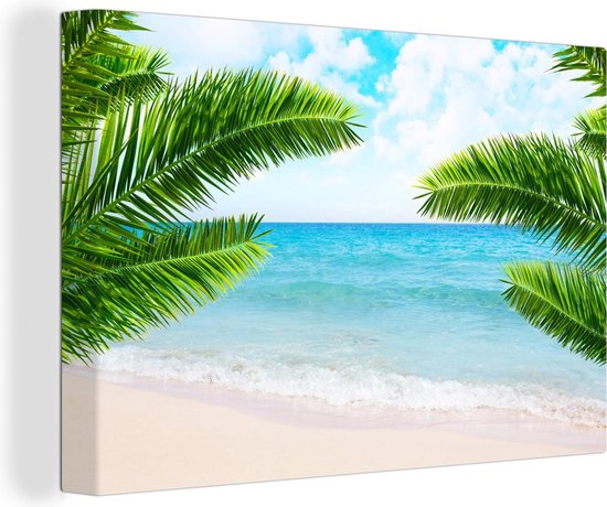 Canvas Schilderij Tropisch - Strand - Zee - 120x80 cm - Wanddecoratie