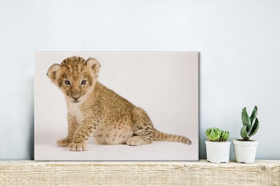 Canvas Schilderij Portret - Tijger - Wit - 30x20 cm - Wanddecoratie