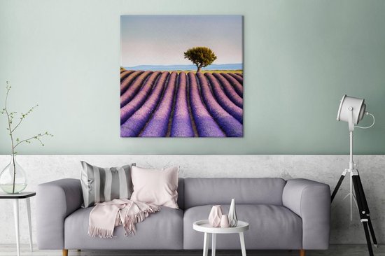 Toile Peinture France - Lavande - Arbre - 90x90 cm - Décoration murale