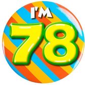 button I'm 78 staal 5,5 cm groen/geel/blauw/rood