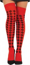 kousen dames polyester rood/zwart on-size