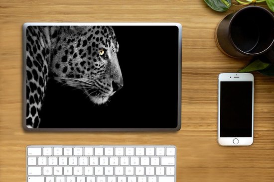 Sticker pour ordinateur portable - 12,3 pouces - Léopard - Zwart - Wit - Fourrure - 30x22cm - Autocollants pour ordinateur portable - Skin pour ordinateur portable - Housse