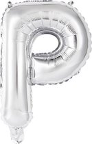 letterballon P folie 34 cm zilver