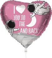 folieballon I Love You to The Moon and Back 45 cm roze/wit