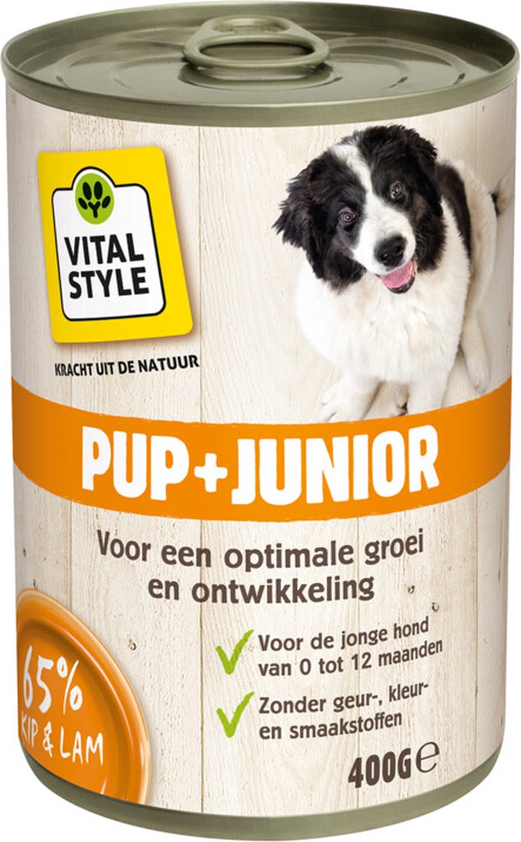 6x VITALstyle Hondenvoer Blik Puppy - Junior 400 gr