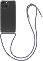 kwmobile telefoonhoesje geschikt voor Apple iPhone 13 mini - Hoesje met telefoonkoord - Back cover in grijs / transparant