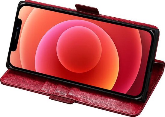 Étui pour iPhone XS avec motif - Cuir PU - Porte-cartes - Fermeture magnétique - Apple iPhone XS - Rouge
