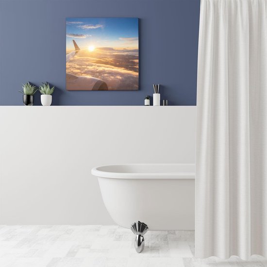 Artaza - Peinture sur toile - Avion dans le ciel avec le soleil - 50x50 - Photo sur toile - Impression sur toile
