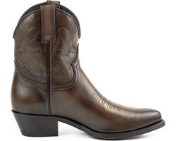Mayura Boots 2374 Vintage Donker Bruin/ Dames Cowboy fashion Enkellaars Spitse Neus Western Hak Echt Leer