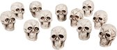 12x horror decoratie mini doodskoppen 4 x 3 cm - Halloween versiering schedels