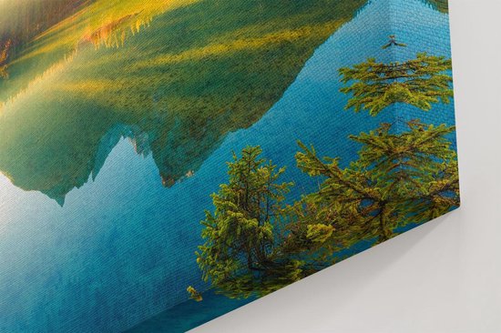 Artaza Canvas Schilderij Zonsopgang Bij Het Meer In De Herfst - 60x40 - Foto Op Canvas - Canvas Print