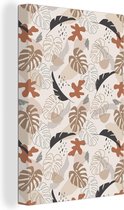 Toile Peinture Eté - Feuilles - Pastel - 60x90 cm - Décoration murale