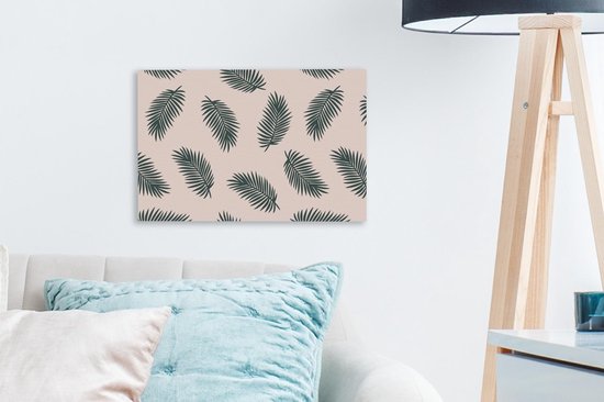 Tableau sur toile Été - Feuilles - Rose - 30x20 cm - Décoration murale