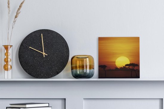 Tableau sur toile Afrique - Soleil - Oranje - 20x20 cm - Décoration murale