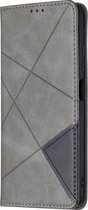 POCO M3 Pro Hoesje - Mobigear - Rhombus Slim Serie - Kunstlederen Bookcase - Grijs - Hoesje Geschikt Voor POCO M3 Pro