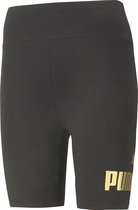 Puma Essentials+ Metallic Biker Shorts Zwart/Goud Dames - Maat L