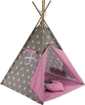 P&M Tipi Speeltent - Met Grondkleed & Kussens - Tent voor kinderen - Grijs
