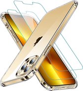 iPhone 13 Pro Max hoesje transparant case siliconen - hoesjes iPhone 13 Pro Max Silicone anti shock cover - 2x iPhone 13 Pro Max Screenprotector