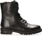 Van Dalen  - Veterboot Leer Met Imitatiebont Gevoerd - Womens - Black - 41