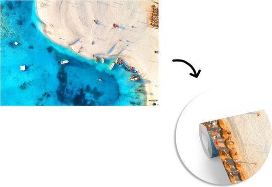 Papier peint - Papier peint photo Plage - Bateau - Mer - Largeur 600 cm x hauteur 400 cm