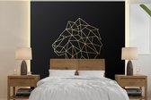 Behang - Fotobehang Leeuw - Illustratie - Goud - Breedte 280 cm x hoogte 280 cm