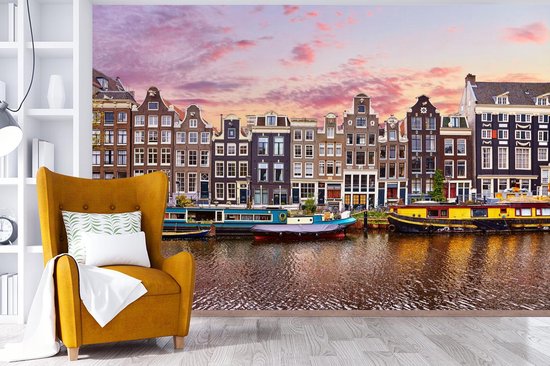 Papier peint - Papiers Papier peint photo Amsterdam - Maisons - Canaux - Largeur 360 cm x hauteur 240 cm