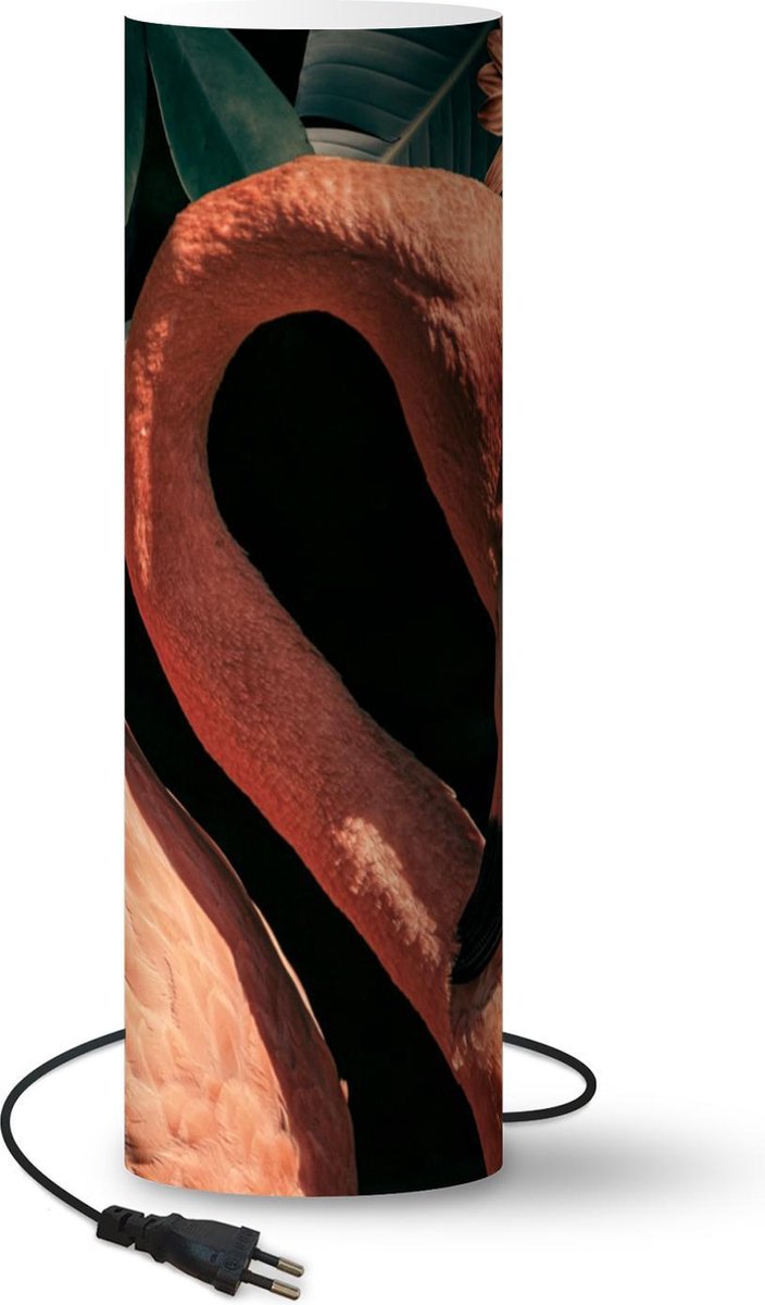 Lamp - Nachtlampje - Tafellamp slaapkamer - Flamingo - Bloemen - Licht - Bladeren - 70 cm hoog - Ø22.3 cm - Inclusief LED lamp