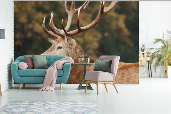 Papier peint - Papier peint photo Cerf - Bois - Forêt - Largeur 390 cm x hauteur 260 cm