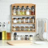 Support à épices suspendu pour 15 pots à épices - Support de cuisine / support à épices / support à épices en bois de bambou - Organisateur de cuisine 3 couches - Decopatent®