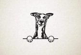Whippets - hond met pootjes - S - 44x52cm - Zwart - wanddecoratie