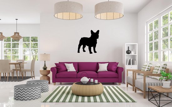 Bouledogue français - Silhouette chien - S - 50x45cm - Zwart - décoration murale