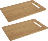 2x stuks snijplank bamboe hout rechthoek met handvat 36 cm - Snijplanken voor groente, fruit, vlees en vis