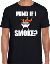 Mind if I smoke bbq / barbecue t-shirt zwart - cadeau shirt voor heren - verjaardag / vaderdag kado S