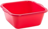 Set van 2x stuks kunststof teiltjes/afwasbakken vierkant 15 liter rood - Afmetingen 41 x 39 x 16 cm - Huishouden