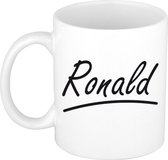 Ronald naam cadeau mok / beker met sierlijke letters - Cadeau collega/ vaderdag/ verjaardag of persoonlijke voornaam mok werknemers