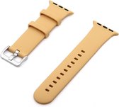 Compatible apple watch bandje - By Qubix - Rubberen sportbandje met gesp - Beige - Geschikt voor Apple Watch 42mm / 44mm / 45mm - Apple watch series 3/4/5/6/7
