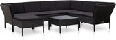 Medina 8-delige Loungeset met kussens poly rattan zwart