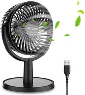 ventilator tafel -voyomo usb-fan, mini-usb-tafelventilator, rustig met 4 verstelbare snelheidsniveaus, 270 ° verstelbare verticale hoek, 12 cm diameter voor thuis en op kantoor - (