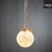 Luca Lighting Bal aan Touw Kerstverlichting met 30 LED Lampjes- H94 x Ø14 cm - Frosted White