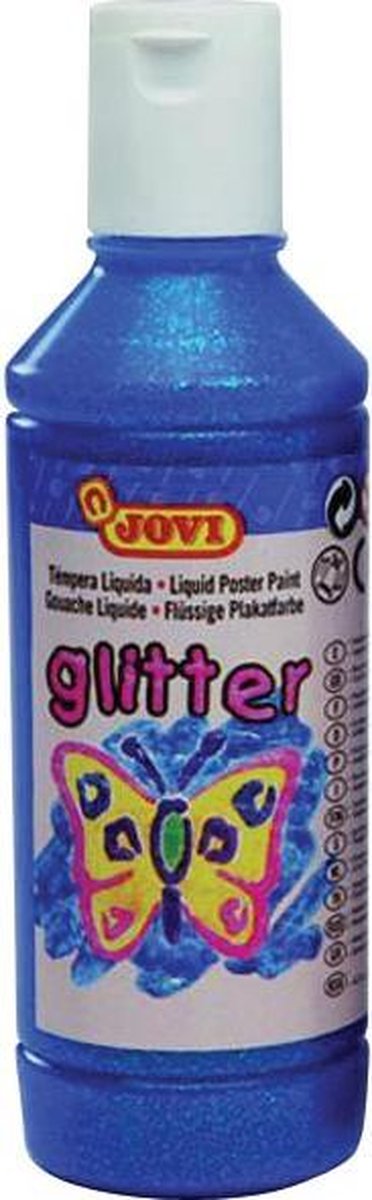 Jovi Plakkaatverf Glitter flacon van 250 ml, blauw