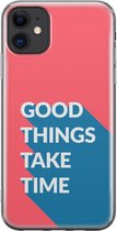 Apple iPhone 11 Hoesje - Transparant Siliconenhoesje - Flexibel - Met Quote - Good Things - Rood