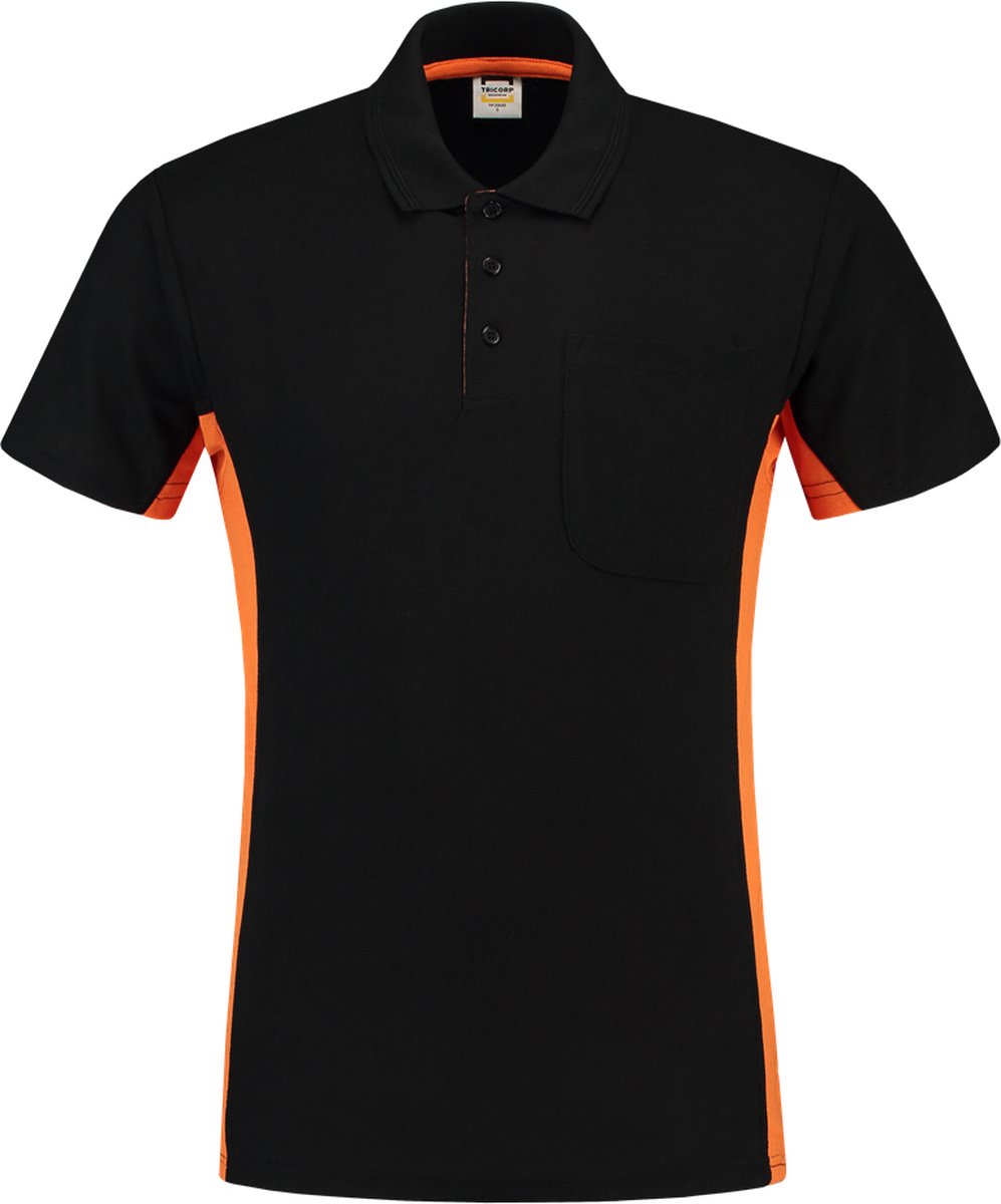 Tricorp poloshirt - 202002 bi-color - Zwart / Oranje- Maat S