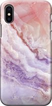 Apple iPhone X/10/XS Telefoonhoesje - Premium Hardcase Hoesje - Dun en stevig plastic - Met Marmerprint - Marmer - Roze