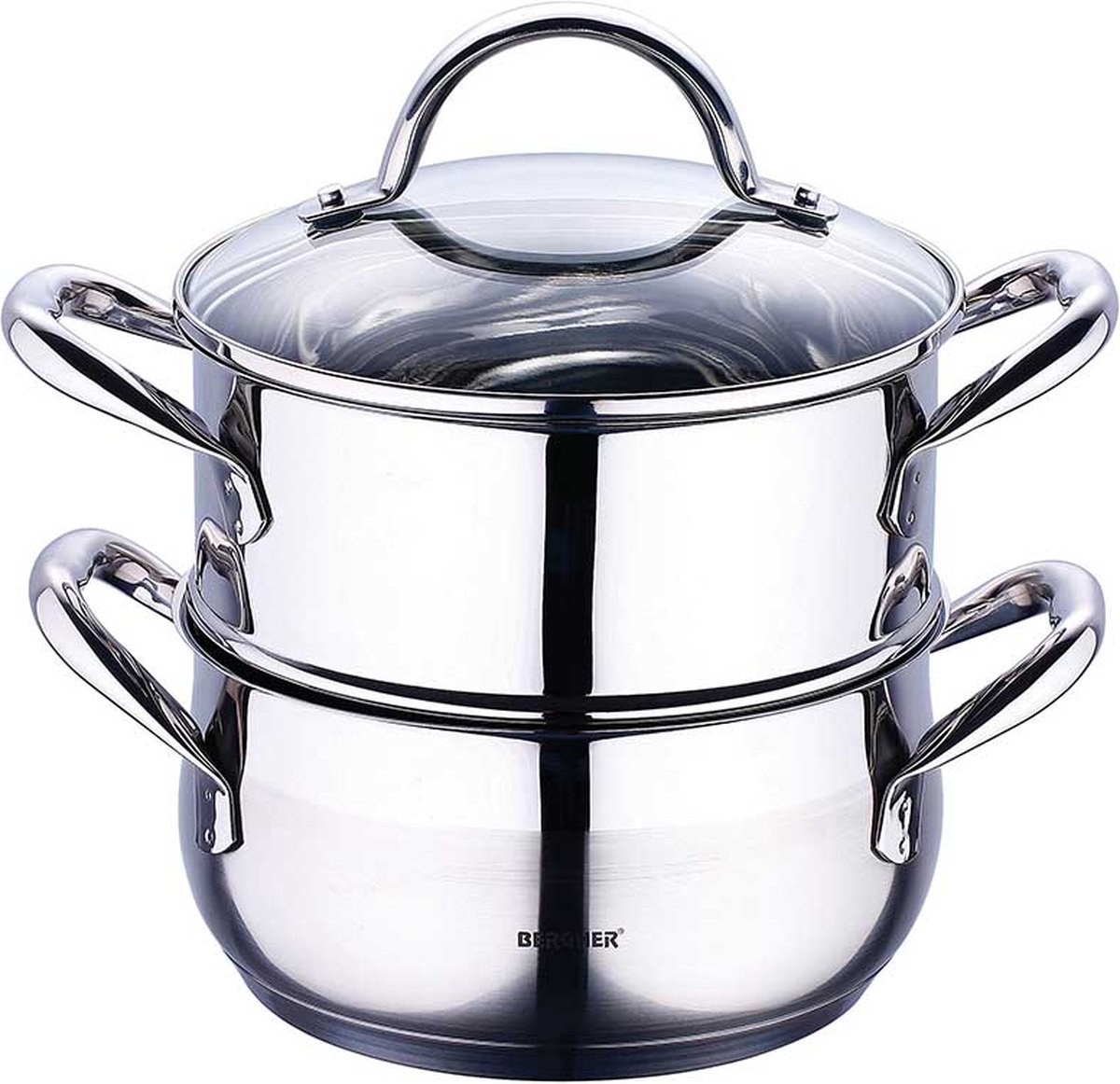 Bergner Gourmet Pasta Pot RVS Met Deksel 16x21 Cm 5L - Inductie Geschikt, Roestvrij Staal Met Meetschaal