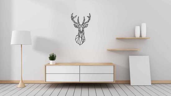Line Art - Reindeer Deer 3 - L - 109x65cm - décoration murale géométrique