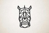 Wanddecoratie - Neushoorn 2 - S - 58x36cm - Zwart - muurdecoratie - Line Art